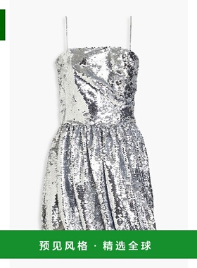 1h可退 香港直邮Simkhai 女士 Mallory 褶皱珠片薄纱迷你连衣裙 6