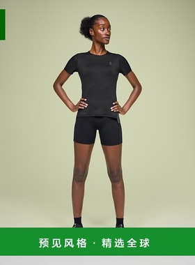欧洲直邮On昂跑Performance女士黑色/曜石黑再生聚酯短袖T恤