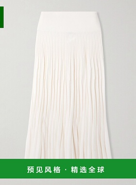 1h可退 香港直邮Alaïa 女士 褶裥羊毛中长半身裙 AA9J2252K010A05