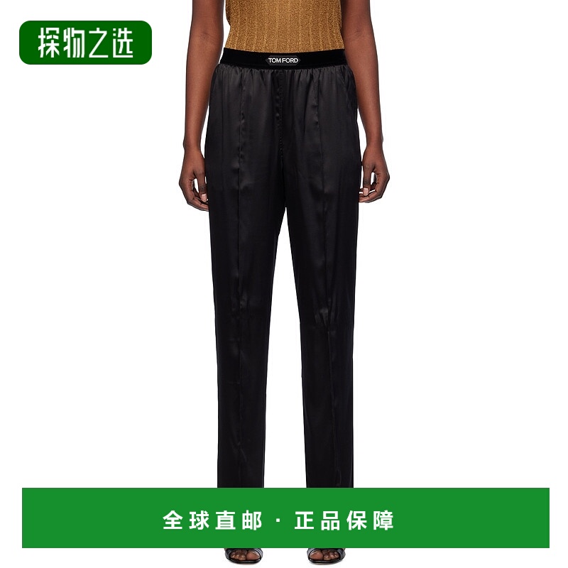 香港直邮Tom Ford 汤姆·福特 女士 黑色捏褶缝长裤 PAW397FAX881