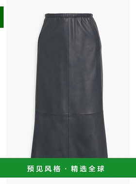 1h可退 香港直邮VINCE 女士 皮革中长半身裙 V049230952 grey灰色