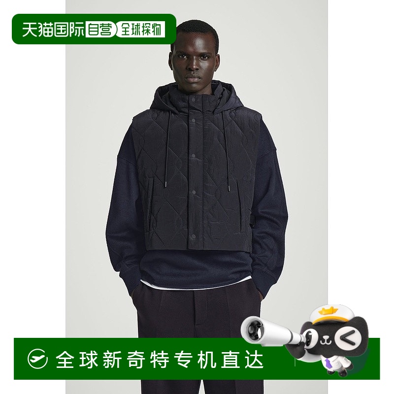 欧洲直邮COS 男士海军蓝聚酰胺马甲新款