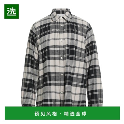 1h可退 香港直邮officine generale 男士 格纹衬衫 black黑色 舒