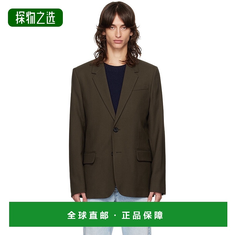 1h可退 香港直邮Ami Paris 男士 棕色双扣西装外套 HBV107WV0026