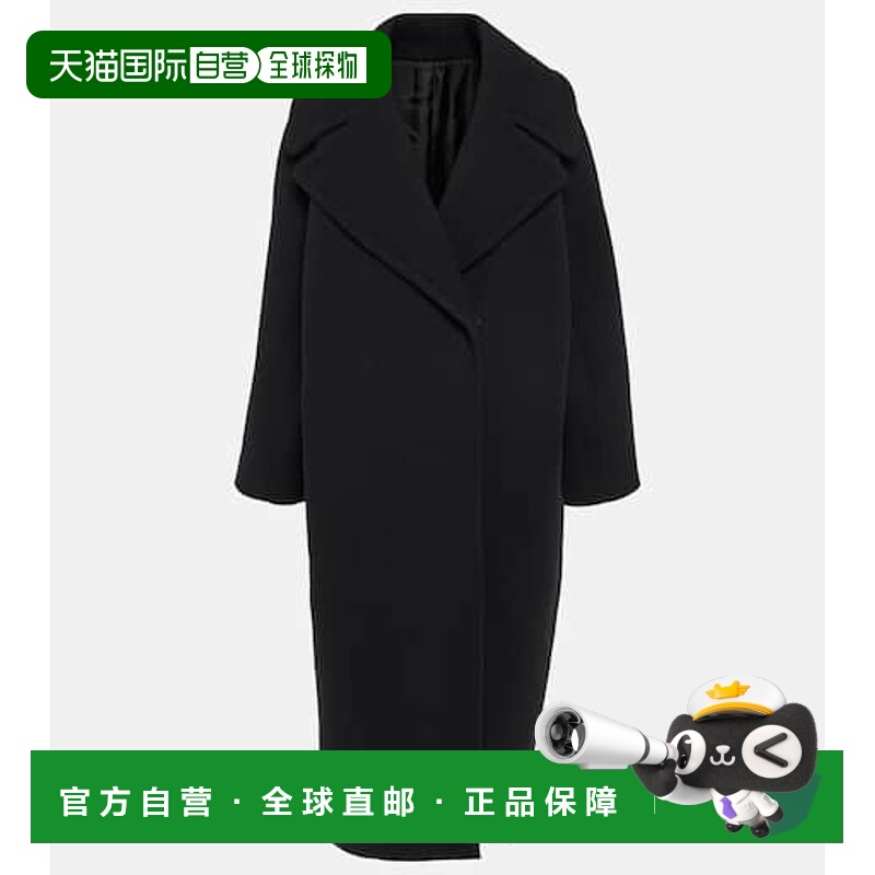 香港直邮Alaïa 女士 茧形裹式羊毛大衣 black黑色 舒适时尚