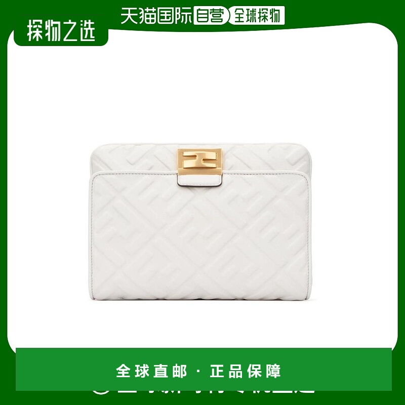香港直邮Fendi 白色logo压纹腰包 8BT305A72V斜挎包单肩包