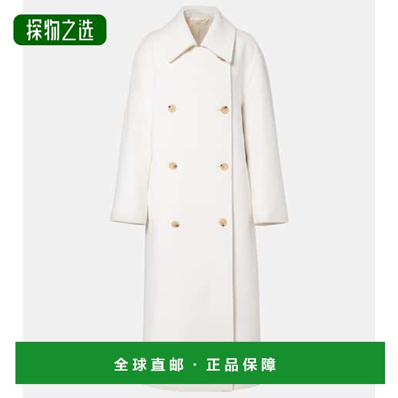 香港直邮toteme 女士 双排扣羊毛混纺大衣 white白色 舒适时尚