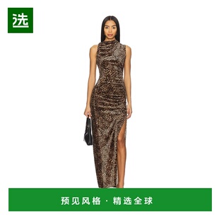 1h可退 香港直邮GOOD AMERICAN 女士 天鹅绒高领长款连衣裙 GDK03