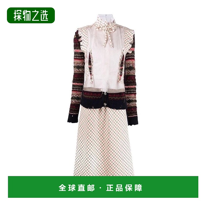 香港直邮Maison Margiela 格纹拼接中长连衣裙 S51CU0258S54039