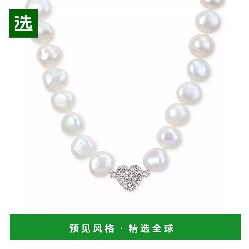 【美国直邮】Macy s 养殖淡水珍珠项链 11 12mm 方晶锆石心形扣 1