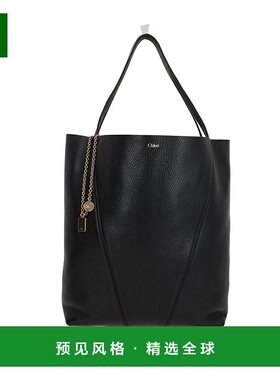 1h可退 香港直邮Chloe 蔻依 女士 SPIN 黑色皮革大号购物包 CHC25