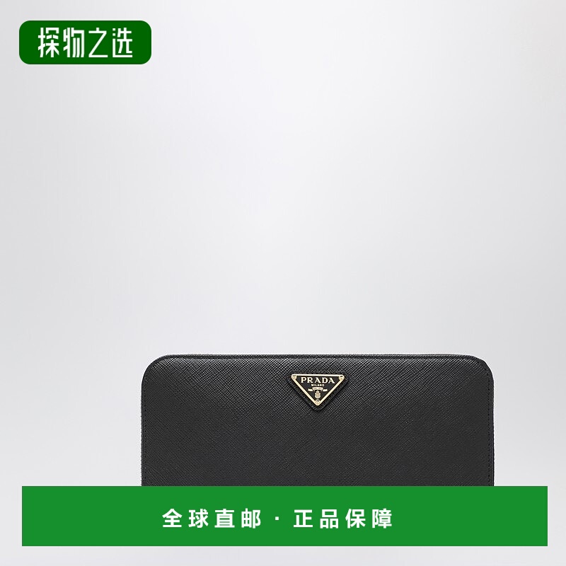 1h可退 香港直邮Prada 普拉达 女士 黑色小牛皮拉链钱包 1ML506QH