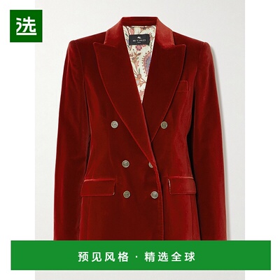 1h可退 香港直邮Etro 艾特罗 女士 双排扣棉混纺天鹅绒西装外套 W