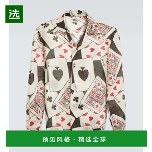 1h可退 香港直邮Bode 男士 Ace Of Spades 印花苎麻衬衫