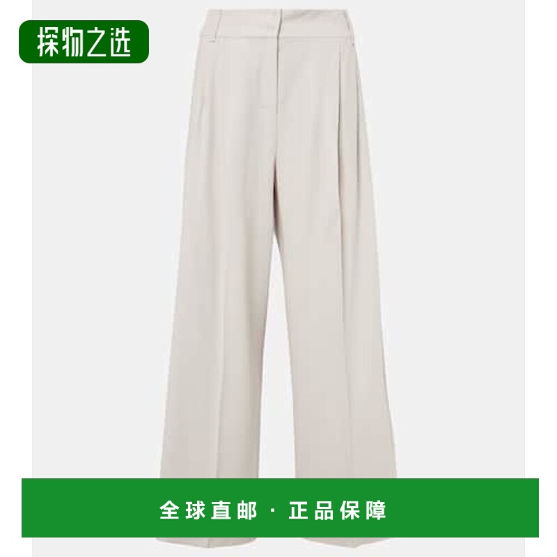 1h可退 香港直邮'S Max Mara 女士 Nichols 羊毛阔腿裤 white白色