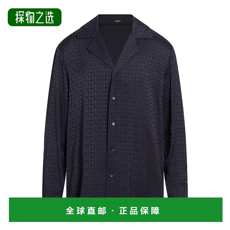 香港直邮Balmain 巴尔曼 男士 花纹衬衫 blue蓝色 舒适时尚