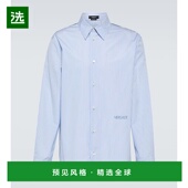 香港直邮Versace 范思哲 男士 1h可退 刺绣细条纹棉质衬衫 001180