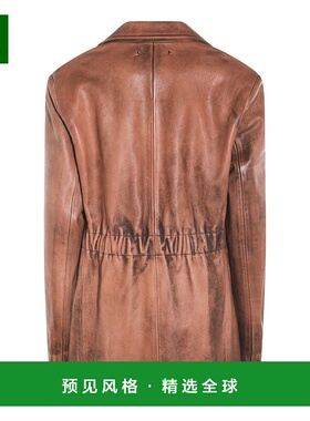 香港直邮GOLDEN GOOSE 女士 Lapels 棕色单排扣经典款皮革夹克 GW