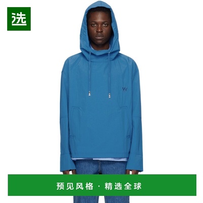1h可退 香港直邮Wooyoungmi 吴阳米 男士 蓝色连帽夹克 W231JP13
