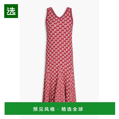 1h可退 香港直邮Wales Bonner 女士 提花针织中长连衣裙 WS24KNI9