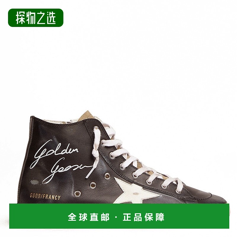 欧洲直邮GOLDEN GOOSE/GGDB 男士黑色皮革白色星星贴片脏脏鞋