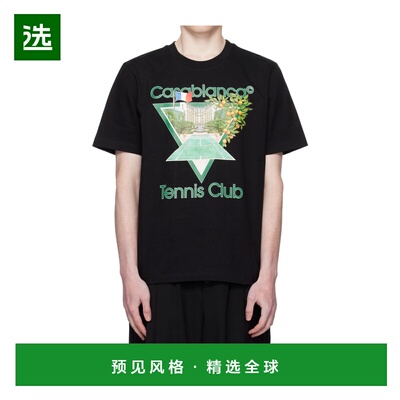 CASABLANCA 男士T恤 MPF25JTS00121 AW2025 黑色徽标 圆领短袖T恤