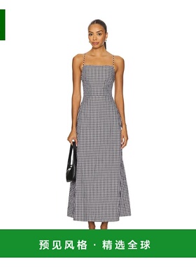 1h可退 香港直邮enza costa 女士 织纹方格棉布连衣裙 TCG5607