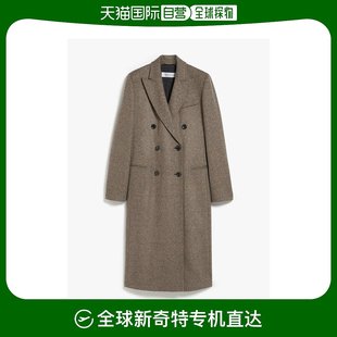 欧洲直邮MAXMARA 99新未使用 人字纹羊绒大衣