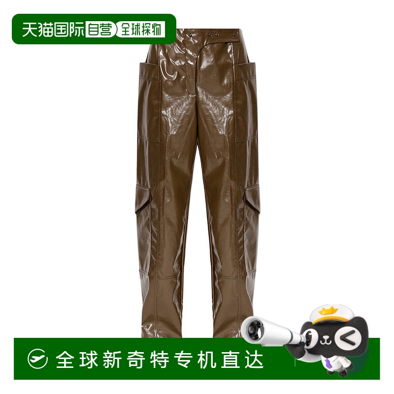 香港直邮Ganni 徽标阔腿皮裤 F7510