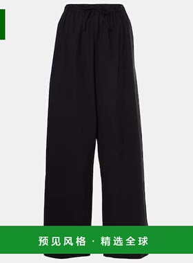 香港直邮The Row 女士 Hubert 棉质阔腿裤 black黑色 舒适时尚