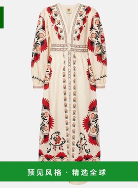 香港直邮FARM RIO 女士 Cashew Mandala 奶油色印花长款连衣裙