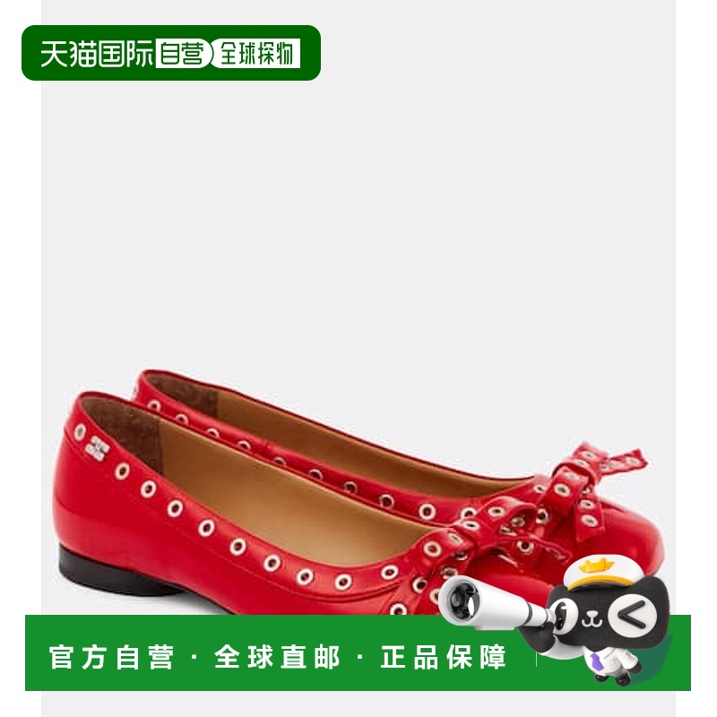 1h可退 香港直邮GANNI 甘尼 女士 蝴蝶结仿皮芭蕾舞鞋 red红色 舒