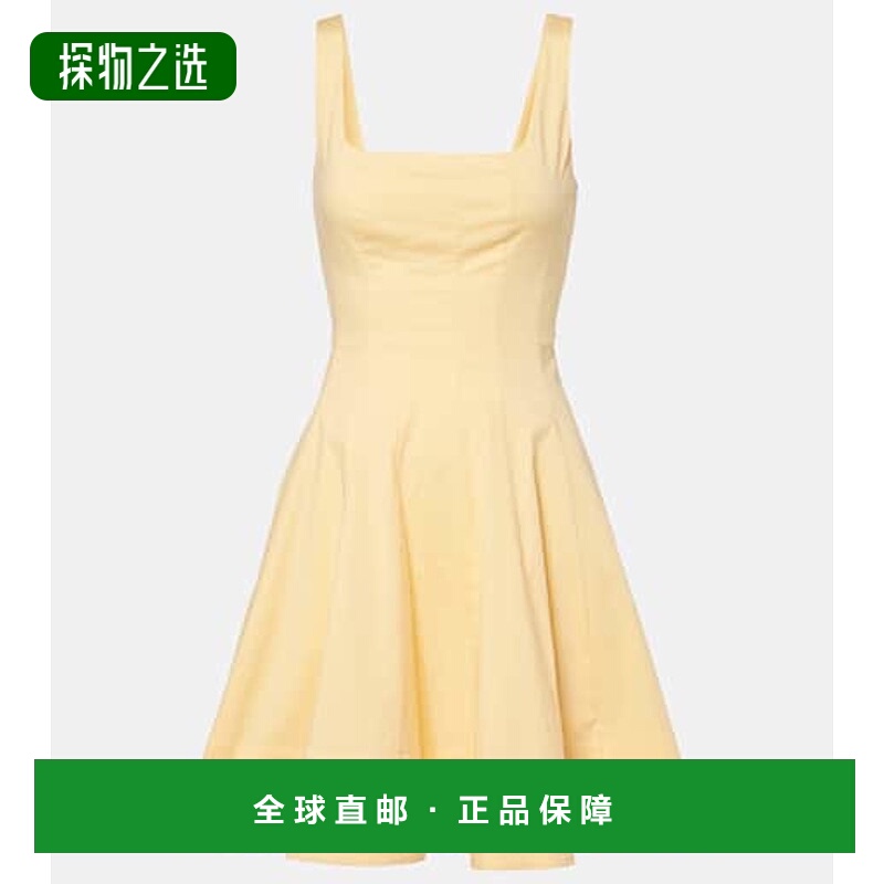 1h可退 香港直邮Staud 女士 Romy 褶皱棉质迷你连衣裙 yellow黄色