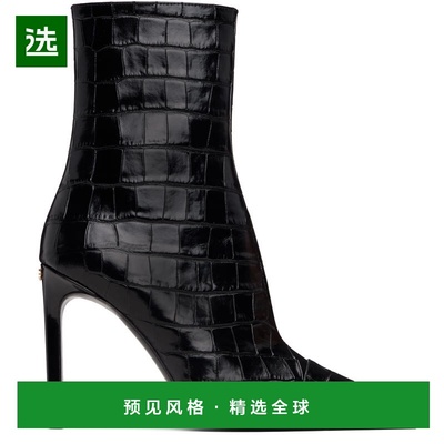1h可退 香港直邮AMIRI 女士 黑色 Croc MA Stiletto 踝靴 AWFOPP1