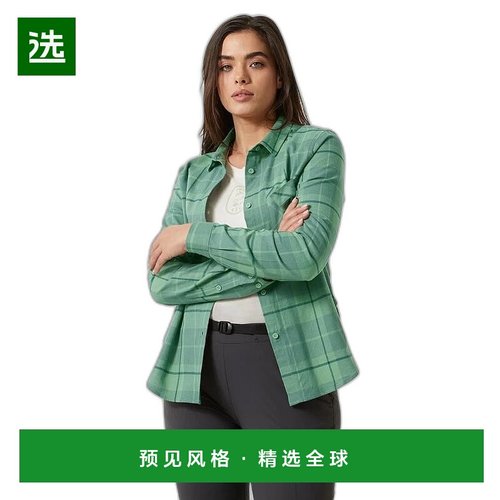 欧洲直邮Helly Hansen 女士绿色棉Lokka有机法兰绒长袖衬衫