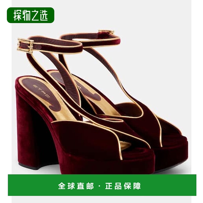 香港直邮Etro 艾特罗 女士 120 天鹅绒防水台凉鞋单鞋 - 封面