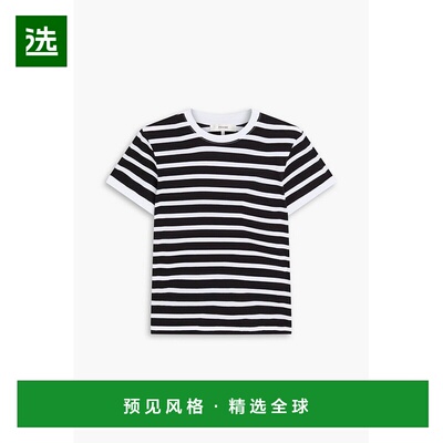 1h可退 香港直邮Frame Denim 女士 条纹棉针织T恤 WP25JTE009BLAC