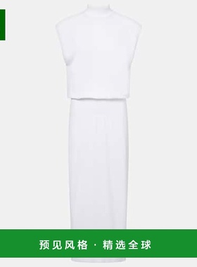 1h可退 香港直邮Alaïa 女士 Column 棉质中长连衣裙 white白色 舒