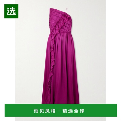 1h可退 香港直邮ULLA JOHNSON 女士 Aisha 单肩细褶荷叶边真丝雪