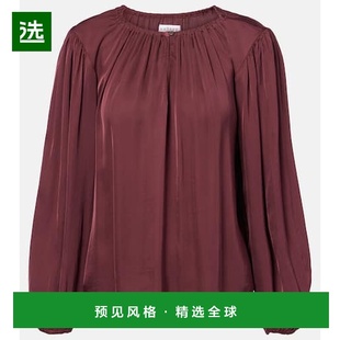 1h可退 香港直邮Velvet 女士 Riona 缎面衫 brown棕色 舒适时尚