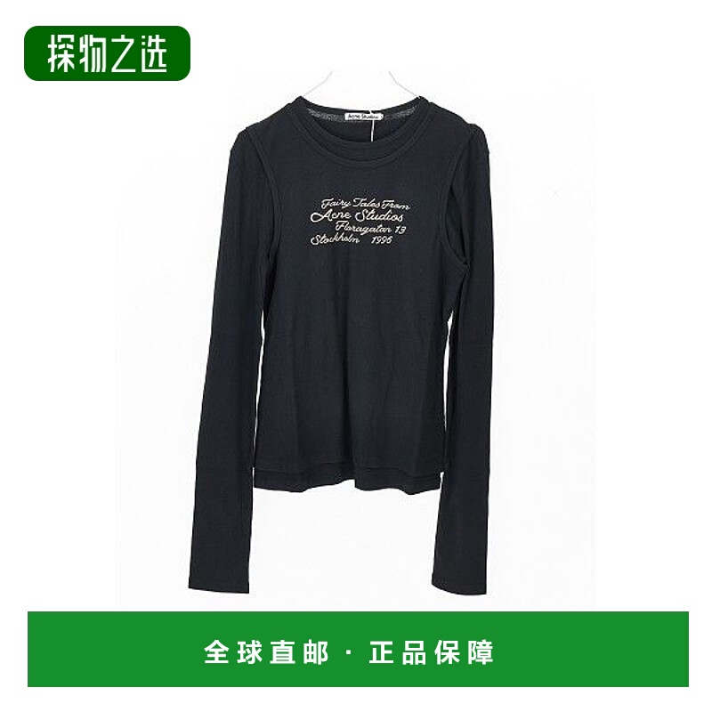 香港直邮Acne Studios 艾克妮 女士 层叠感印花罗纹有机棉混纺针T