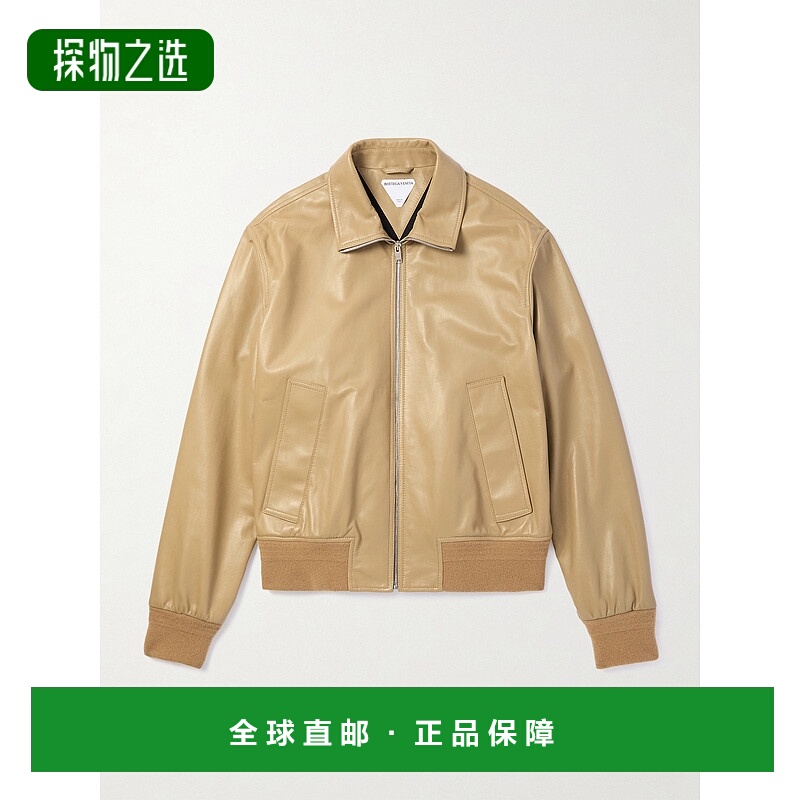 1h可退 Bottega Veneta 葆蝶家 男士 宽松款皮革宽身束腰夹克皮衣