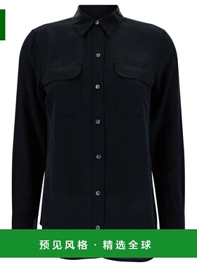1h可退 香港直邮EQUIPMENT 女士 黑色真丝带口袋衬衫 Q23E231