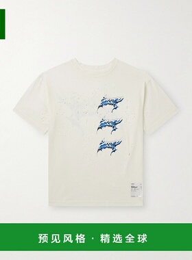 香港直邮Satisfy 男士 MothTech™ 徽标印花磨破棉针织T恤 11006OW