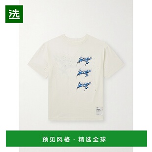 香港直邮Satisfy 男士 MothTech™ 徽标印花磨破棉针织T恤 11006OW