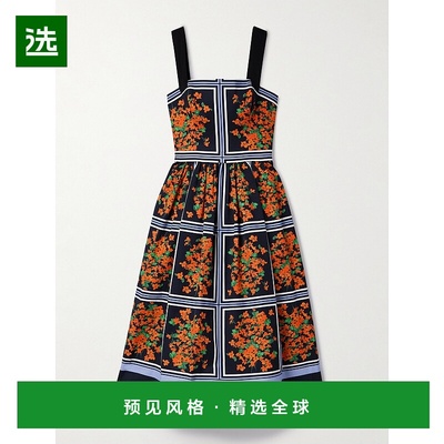 1h可退 香港直邮CAROLINA HERRERA 女士 印花罗缎中长连衣裙 P251
