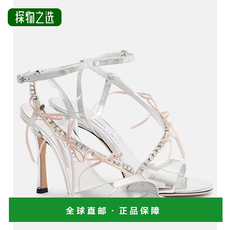 香港直邮Jimmy Choo 周仰杰 女士 Lula 100 金属感皮质凉鞋