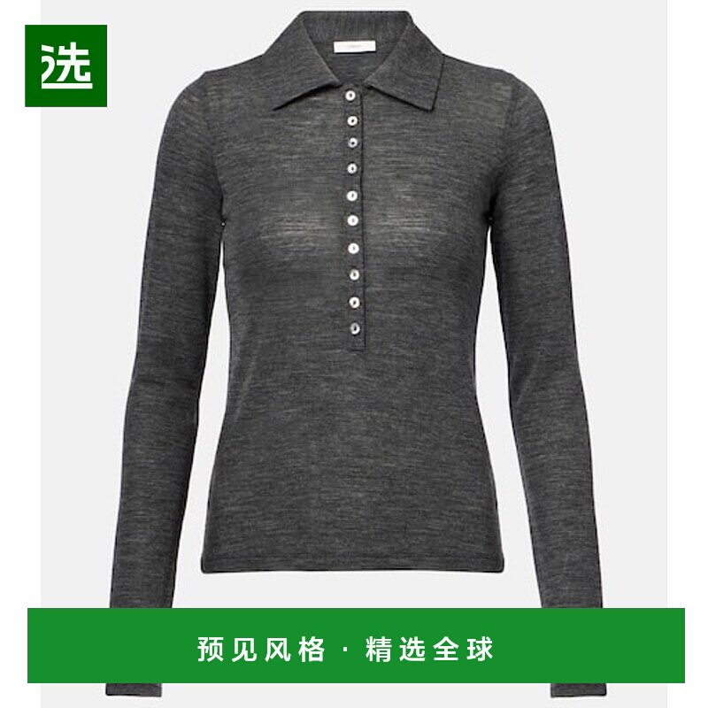 1h可退 香港直邮VINCE 女士 透视Polo衫 grey灰色 舒适时尚上衣