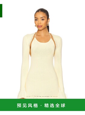 1h可退 香港直邮Danielle Guizio 女士 钩花打褶袖子开胸短外套 P