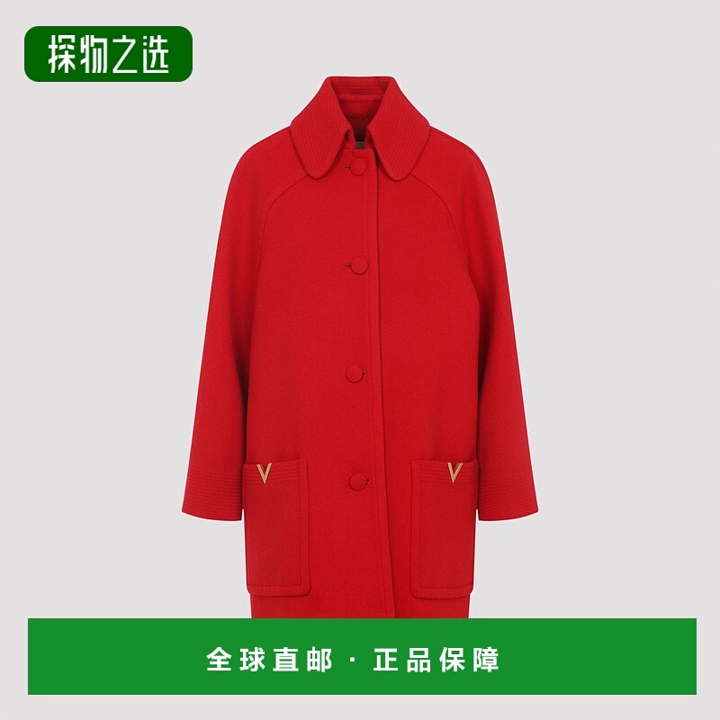 香港直邮valentino 华伦天奴 女士 红色初剪羊毛大衣 7B0CA3Z79UK